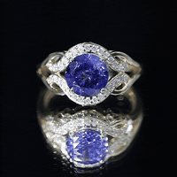 Certified Lab Grown Blue Sapphire Antique engagement ring with Diamond