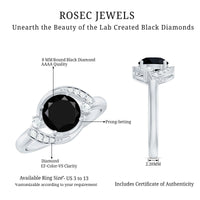 2 Carat Lab Grown Black and White Diamond Engagement Ring for Women