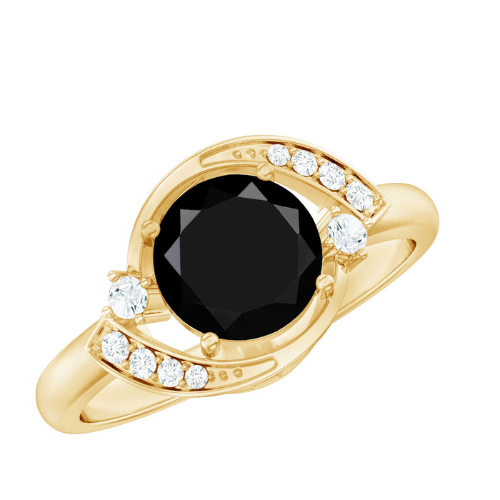 Lab grown black and white diamond engagement ring for women, 2 carats, Rosec Jewels, elegant jewelry with sparkling diamonds.