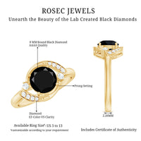 2 Carat Lab Grown Black and White Diamond Engagement Ring for Women