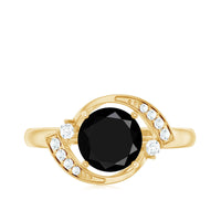 2 Carat Lab Grown Black and White Diamond Engagement Ring for Women