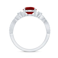 Certified Lab Created Ruby Solitaire Engagement Ring with Diamonds