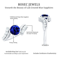 Certified 2.7 Carat Lab Grown Blue Sapphire Engagement Ring with Diamond Bypass Shank