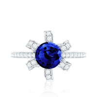 Nature Inspired 2.7 Carat Lab Grown Blue Sapphire Diamond Engagement  Ring