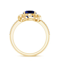 Nature Inspired 2.7 Carat Lab Grown Blue Sapphire Diamond Engagement  Ring