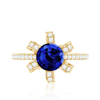 Nature Inspired 2.7 Carat Lab Grown Blue Sapphire Diamond Engagement  Ring
