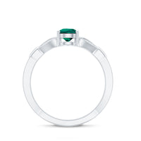 Pear Shape Lab Grown Emerald Teardrop Engagement Ring With Diamond