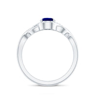 Certified 1.6 Carat Lab Grown Blue Sapphire Diamond Teardrop Engagement Ring with Crossover Shank