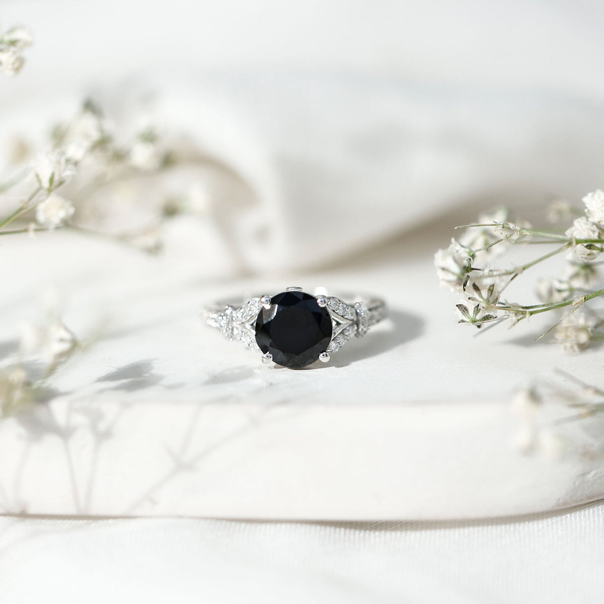 Lab Grown Black Diamond Solitaire Engagement Ring