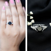 Lab Grown Black Diamond Solitaire Engagement Ring