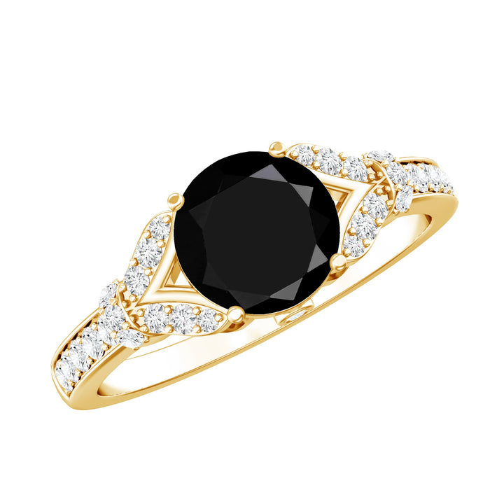 Lab grown black diamond solitaire engagement ring by Rosec Jewels, featuring a sleek black diamond set in a classic ring design.