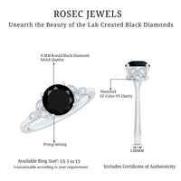 Certified 2 Carat Lab Grown Black Diamond Solitaire Engagement Ring with White Diamond
