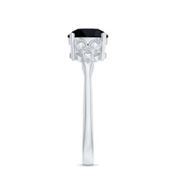 Certified 2 Carat Lab Grown Black Diamond Solitaire Engagement Ring with White Diamond