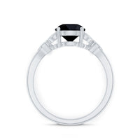 Certified 2 Carat Lab Grown Black Diamond Solitaire Engagement Ring with White Diamond