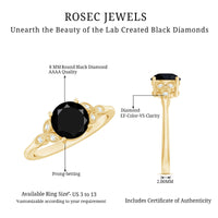 Certified 2 Carat Lab Grown Black Diamond Solitaire Engagement Ring with White Diamond