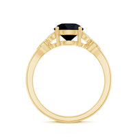 Certified 2 Carat Lab Grown Black Diamond Solitaire Engagement Ring with White Diamond