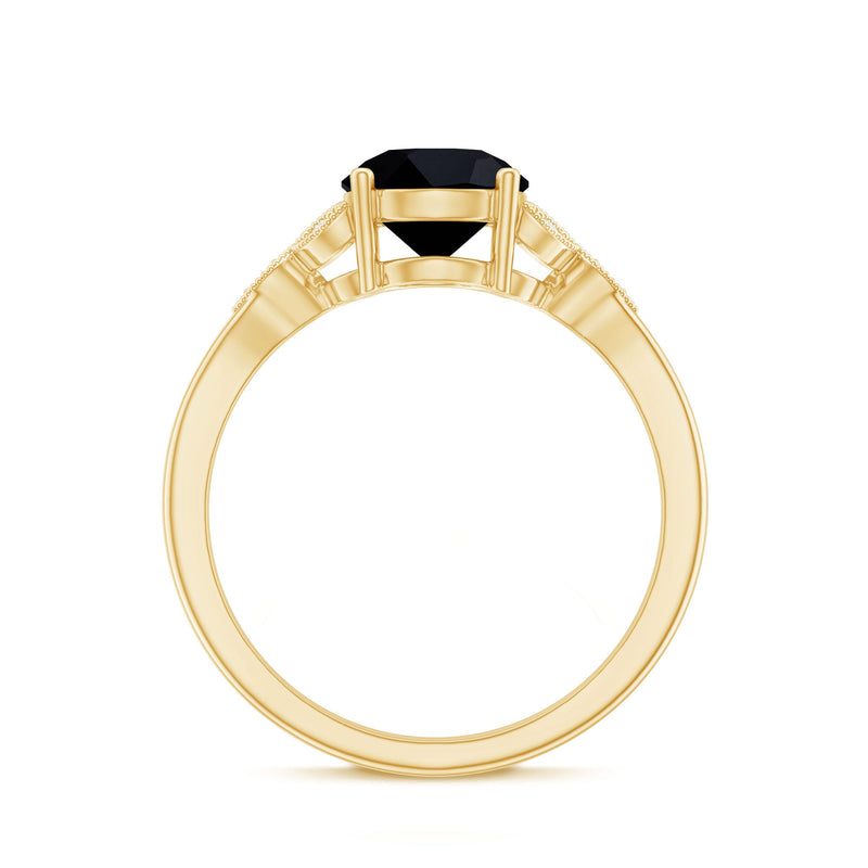 Certified 2 Carat lab-grown black diamond solitaire engagement ring with white diamond, featuring a sleek jewelry design from Rosec Jewels