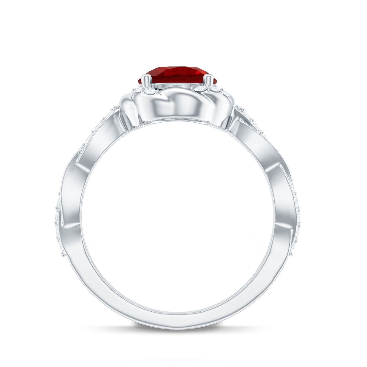 Lab Grown Ruby and Diamond Engagement Ring with Twisted Rope Design