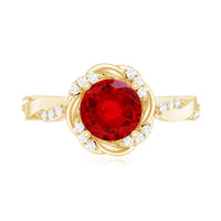 Lab Grown Ruby and Diamond Engagement Ring with Twisted Rope Design