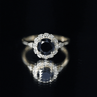 Certified Lab Grown Black Diamond Engagement Ring with Diamond Accent