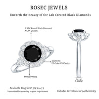 Certified Lab Grown Black Diamond Engagement Ring with Diamond Accent