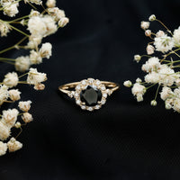 Certified Lab Grown Black Diamond Engagement Ring with Diamond Accent