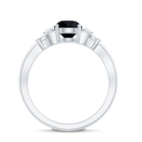 Certified 1.3 Carat Lab Grown Black Diamond Engagement Ring with White Diamond