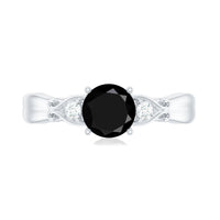 Certified 1.3 Carat Lab Grown Black Diamond Engagement Ring with White Diamond