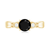 Certified 1.3 Carat Lab Grown Black Diamond Engagement Ring with White Diamond