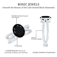 4.2 Carat Lab Grown Black Diamond Statement Engagement Ring with White Diamond