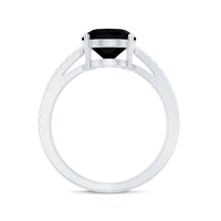 4.2 Carat Lab Grown Black Diamond Statement Engagement Ring with White Diamond