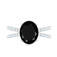 4.2 Carat Lab Grown Black Diamond Statement Engagement Ring with White Diamond