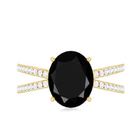 4.2 Carat Lab Grown Black Diamond Statement Engagement Ring with White Diamond