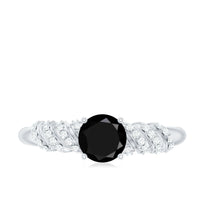 Lab Grown Black Diamond Solitaire Promise Ring With Diamond