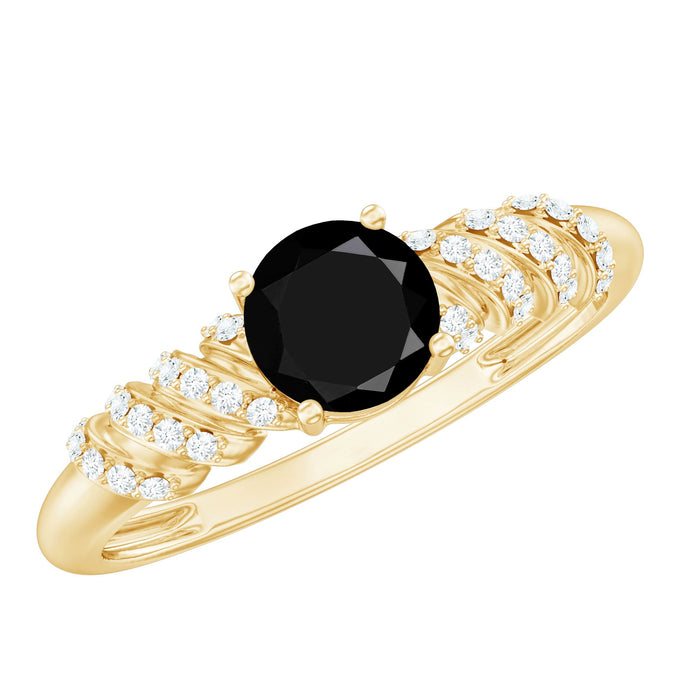 Lab grown black diamond solitaire promise ring by Rosec Jewels featuring a single black diamond set in a sleek ring design.