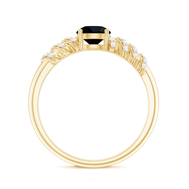 Lab grown black diamond solitaire promise ring by Rosec Jewels featuring a single black diamond on a sleek band.