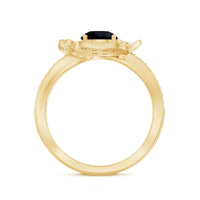 1.3 Carat Lab Grown Black Diamond Flower Engagement Ring with White Diamond