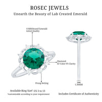 Lab Grown Emerald Designer Flower Engagement Ring