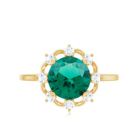 Lab Grown Emerald Designer Flower Engagement Ring