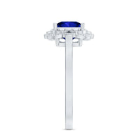 Art Deco 1.5 Carat Lab Grown Blue Sapphire Princess Cut Engagement Ring with Diamond