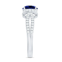 Certified 2.7 Carat Lab Grown Blue Sapphire Engagement Ring with Diamond for Women