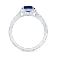 Certified 2.7 Carat Lab Grown Blue Sapphire Engagement Ring with Diamond for Women