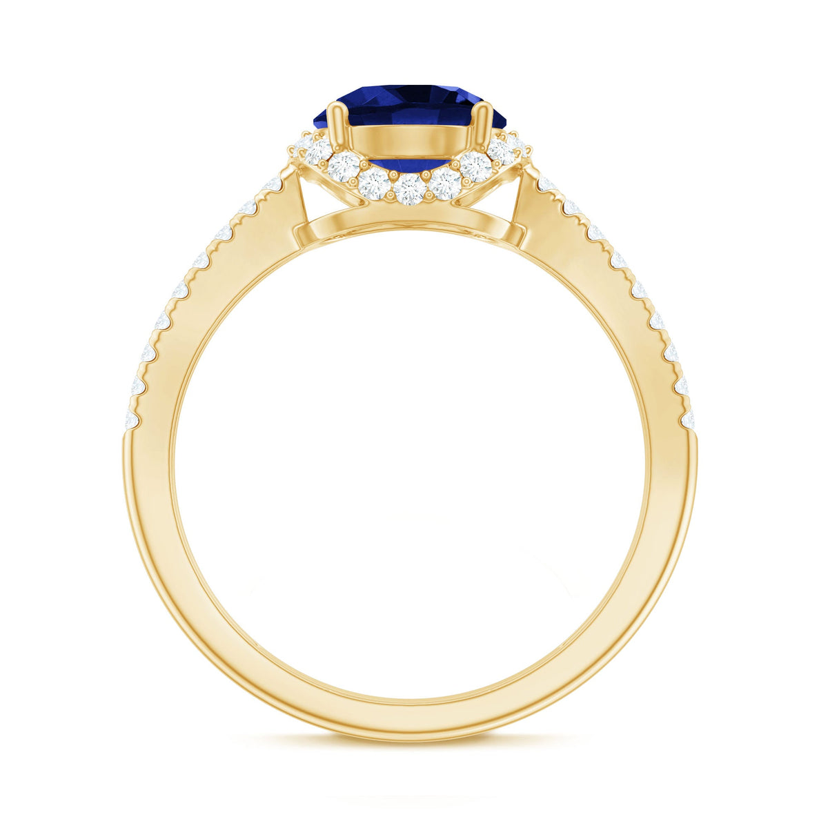 Certified 2.7 Carat Lab Grown Blue Sapphire Engagement Ring with Diamond for Women