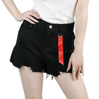 3pcs Women's High Waist Denim Shorts 2025 Summer Black Blue White Hot Pants Ripped Jeans Shorts Woman Short Trousers Streetwear