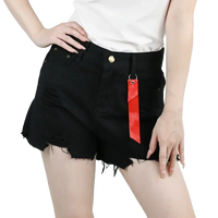 3pcs Women's High Waist Denim Shorts 2025 Summer Black Blue White Hot Pants Ripped Jeans Shorts Woman Short Trousers Streetwear