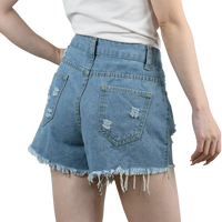 3pcs Women's High Waist Denim Shorts 2025 Summer Black Blue White Hot Pants Ripped Jeans Shorts Woman Short Trousers Streetwear
