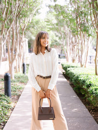 Kathryn Button-Up, Beige Stripes