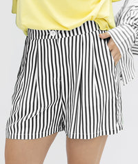Trouser Shorts, Black Stripes