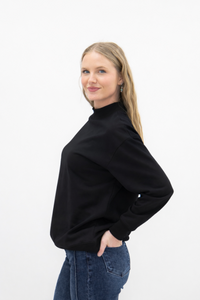 Mock Neck Sweatshirt, Black