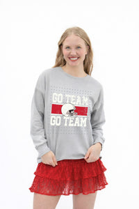 GO TEAM on Light Sweatshirt, Grey
